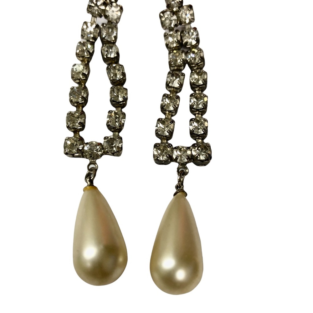 Earrings Faux Pearl /Rhinestone HoCo Lightweight Regencycore Glam Wedding Prom